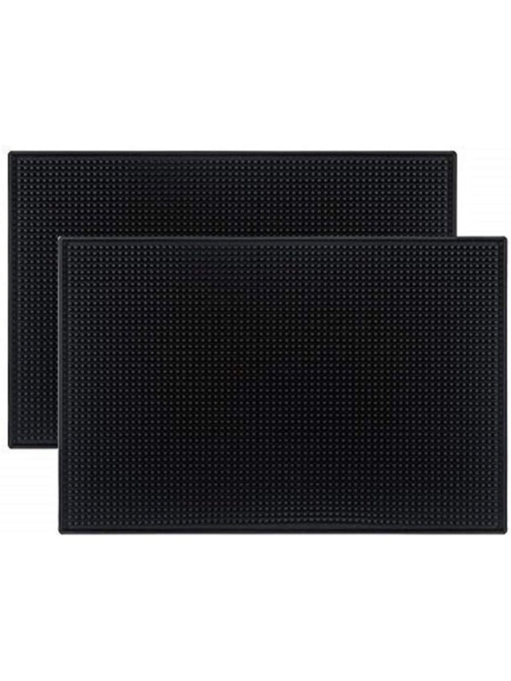 2 Pack Black Rubber Bar Mats - 18"x12" Non-Slip Dish Drying & Cocktail Service